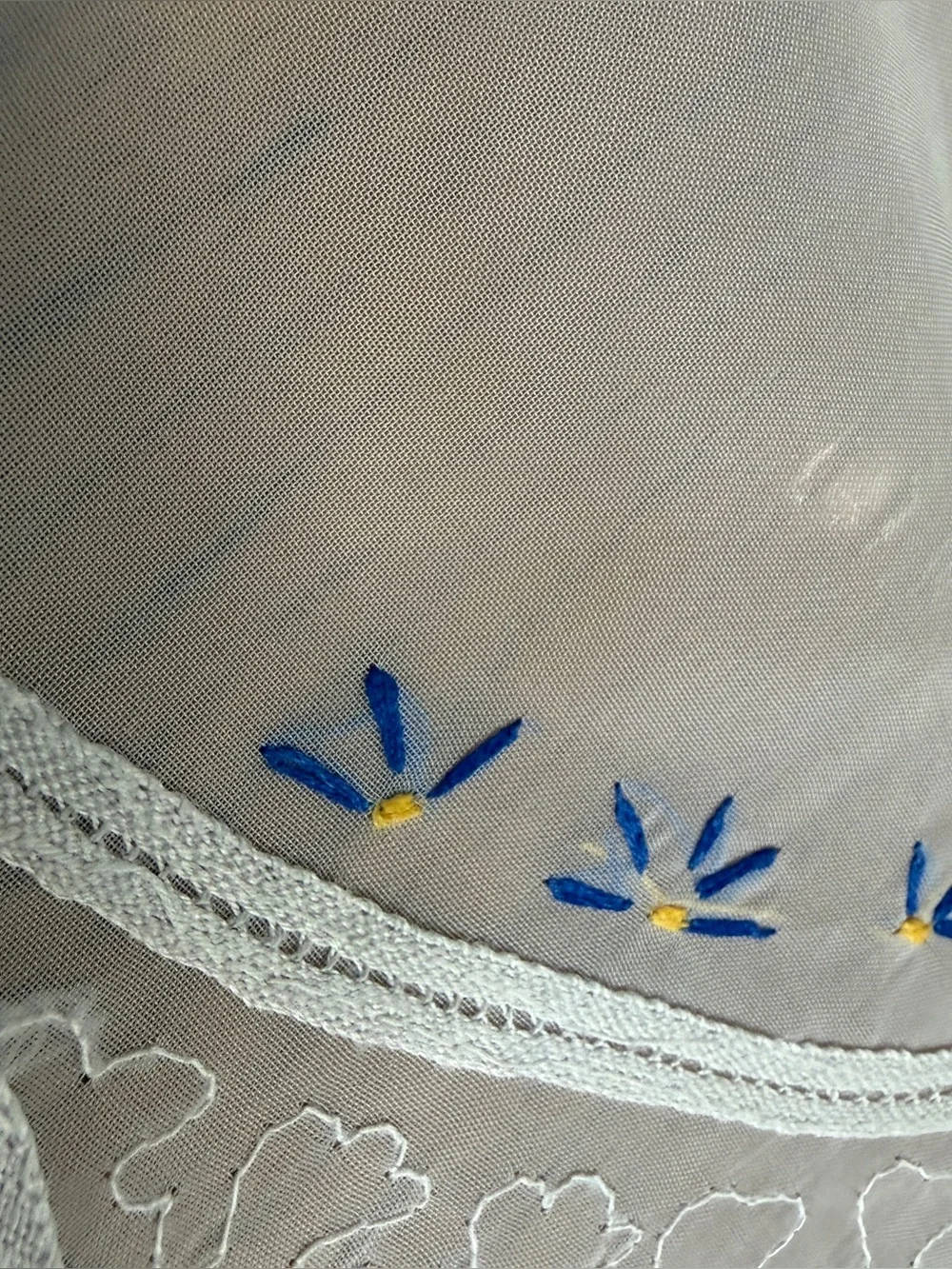 Handmade Vintage Floral Organdy Applique Placemat Set of 4